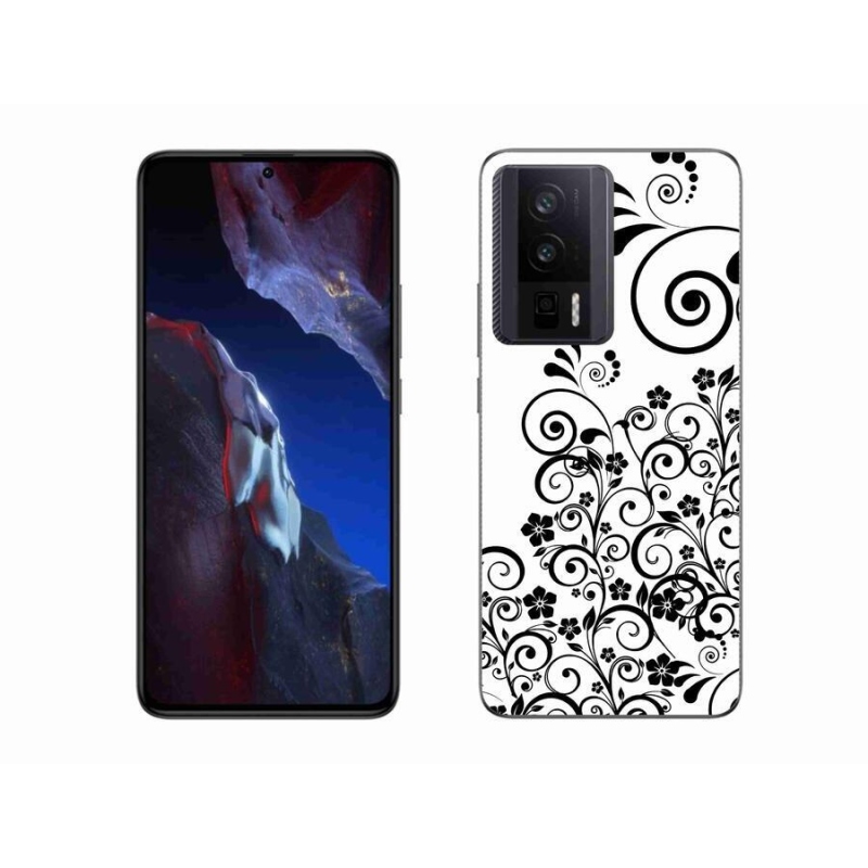Gelový kryt mmCase na Xiaomi Poco F5 Pro - černobílé květinové vzory