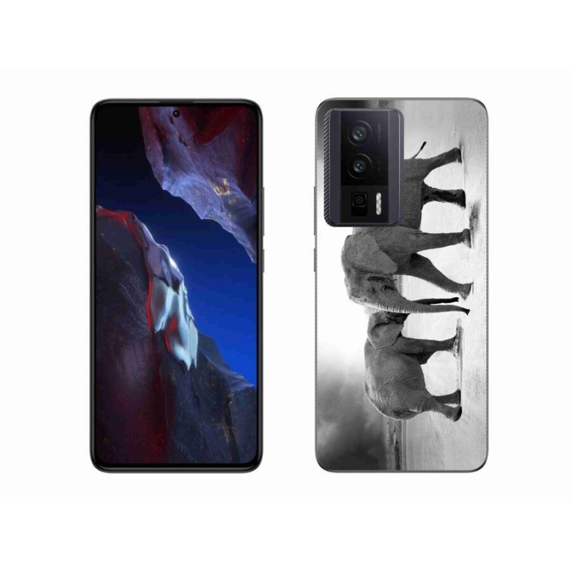 Gelový kryt mmCase na Xiaomi Poco F5 Pro - černobílí sloni