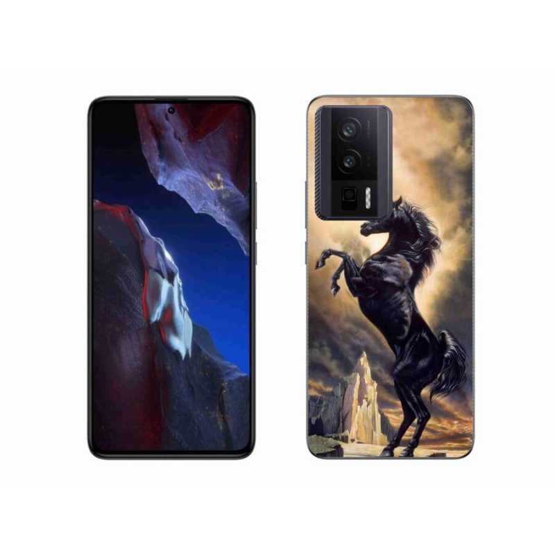 Gelový kryt mmCase na Xiaomi Poco F5 Pro - černý kreslený kůň