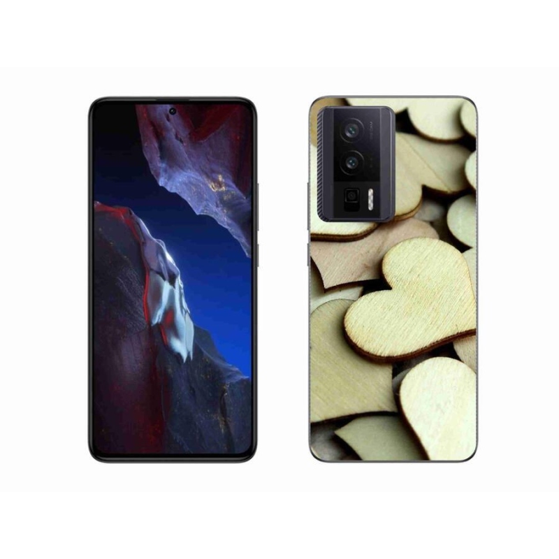 Gelový kryt mmCase na Xiaomi Poco F5 Pro - dřevěná srdíčka