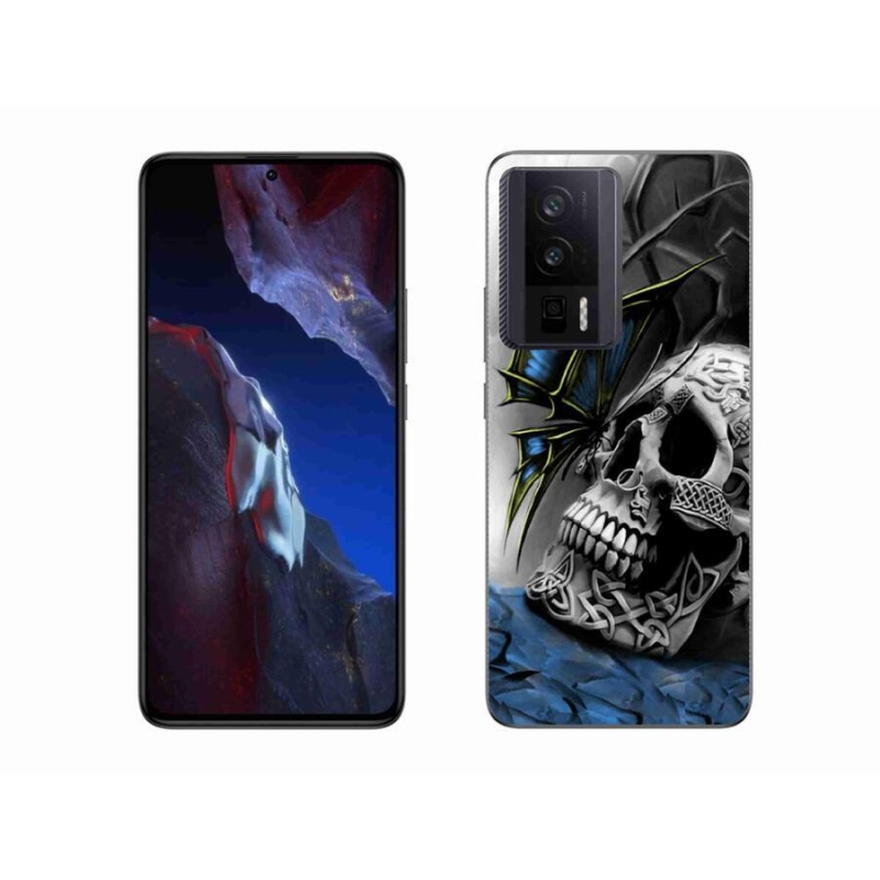 Gelový kryt mmCase na Xiaomi Poco F5 Pro - motýl a lebka