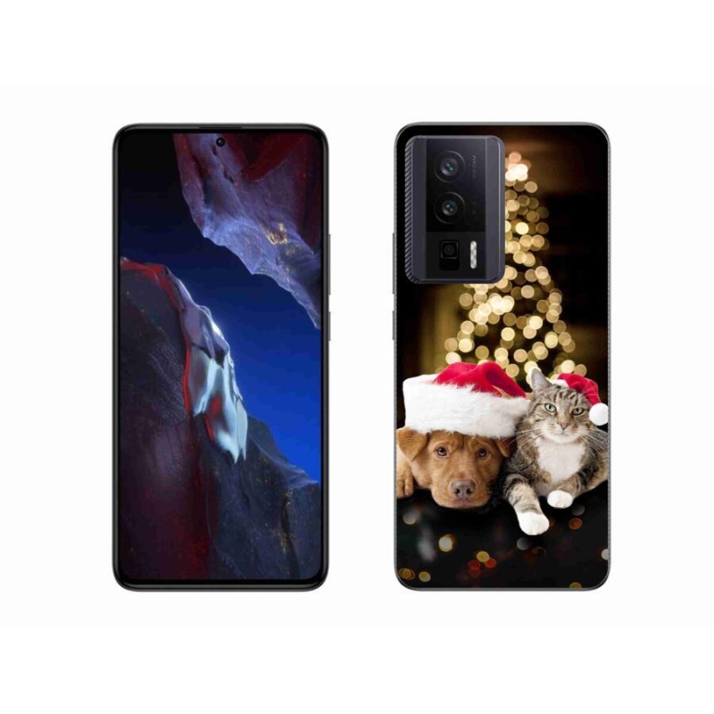 Gelový kryt mmCase na Xiaomi Poco F5 Pro - vánoční pes a kočka