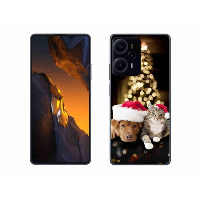Gelový kryt mmCase na Xiaomi Poco F5 - vánoční pes a kočka