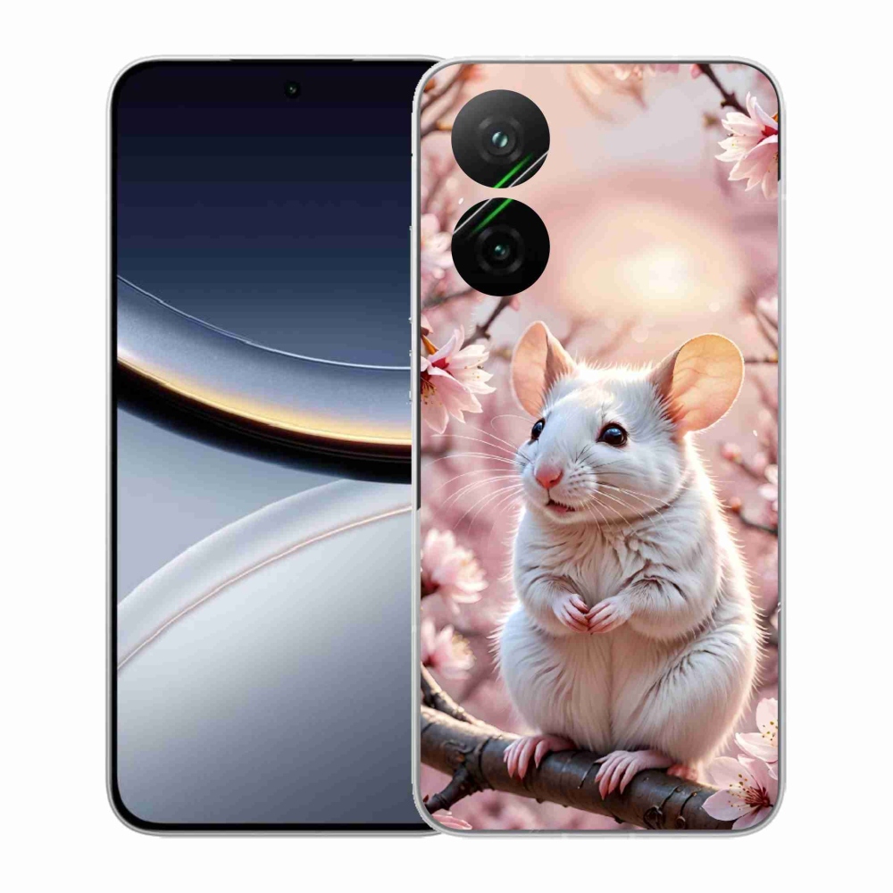 Gelový kryt mmCase na Xiaomi Poco F7 5G - bílá myš na větvi