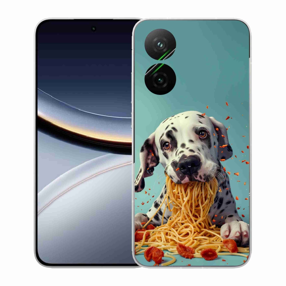 Gelový kryt mmCase na Xiaomi Poco F7 5G - dalmatin a špagety