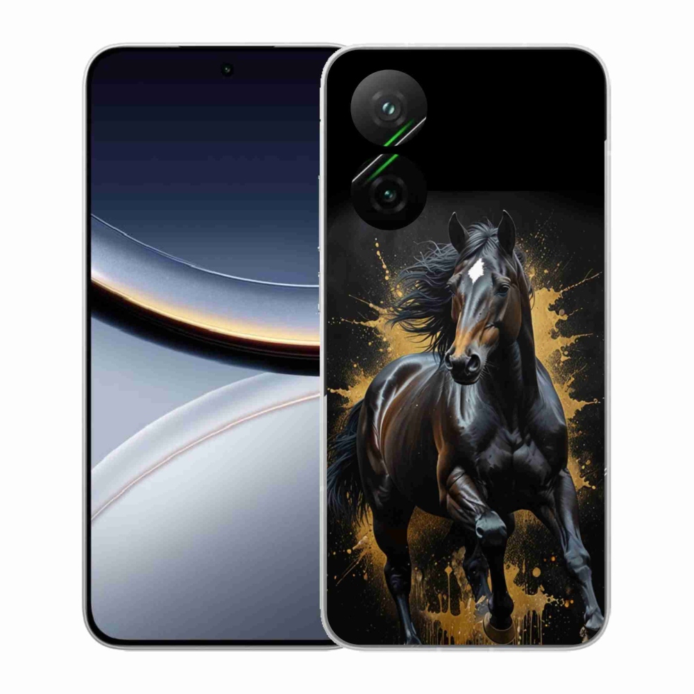 Gelový kryt mmCase na Xiaomi Poco F7 5G - elegantní černý hřebec