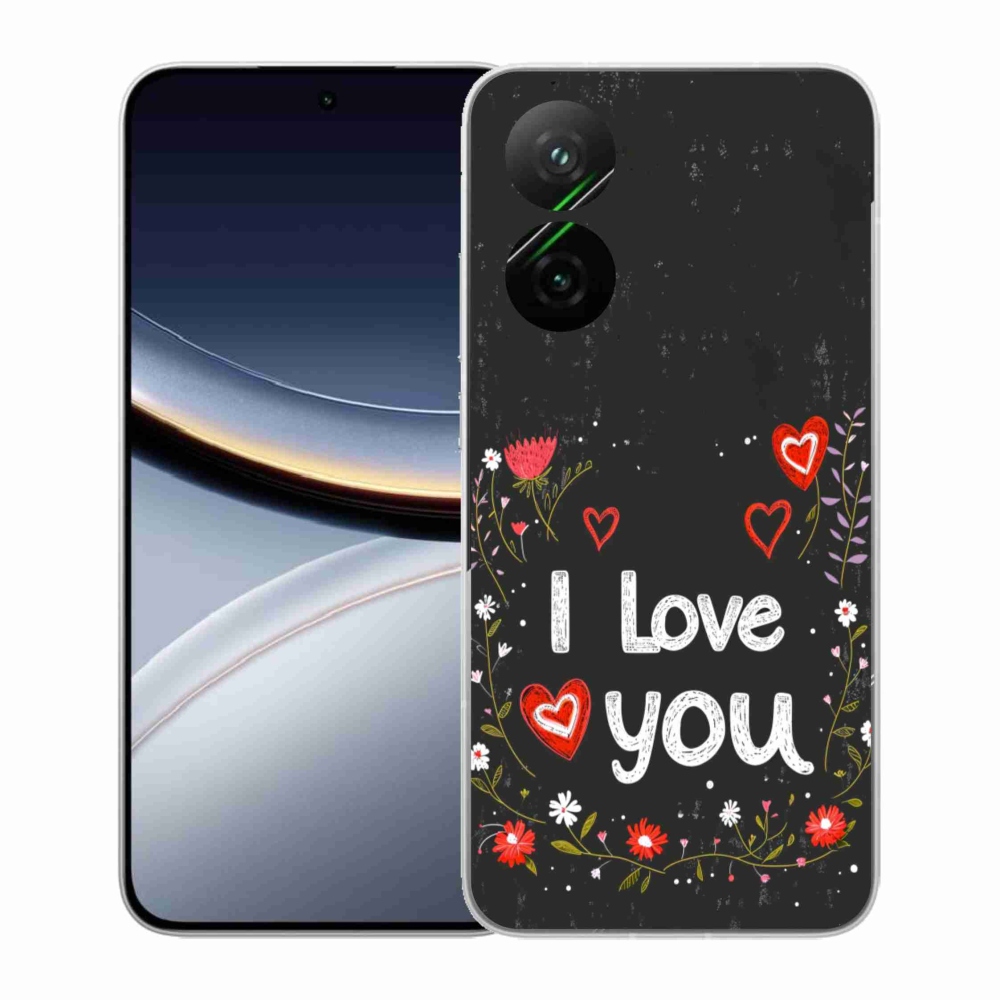Gelový kryt mmCase na Xiaomi Poco F7 5G - I love you černé pozadí