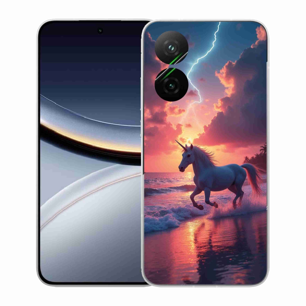 Gelový kryt mmCase na Xiaomi Poco F7 5G - jednorožec na pláži
