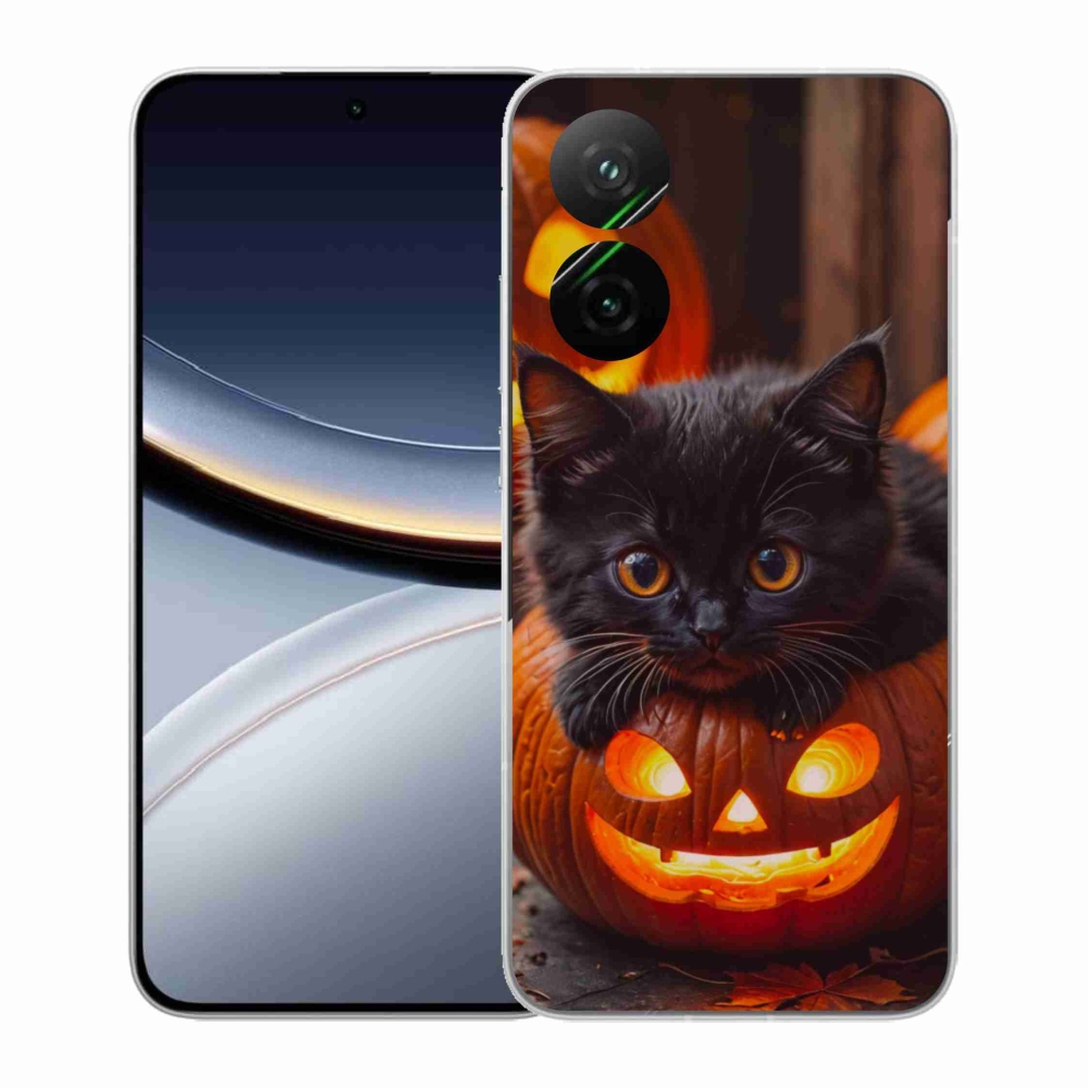 Gelový kryt mmCase na Xiaomi Poco F7 5G - kotě a dýně