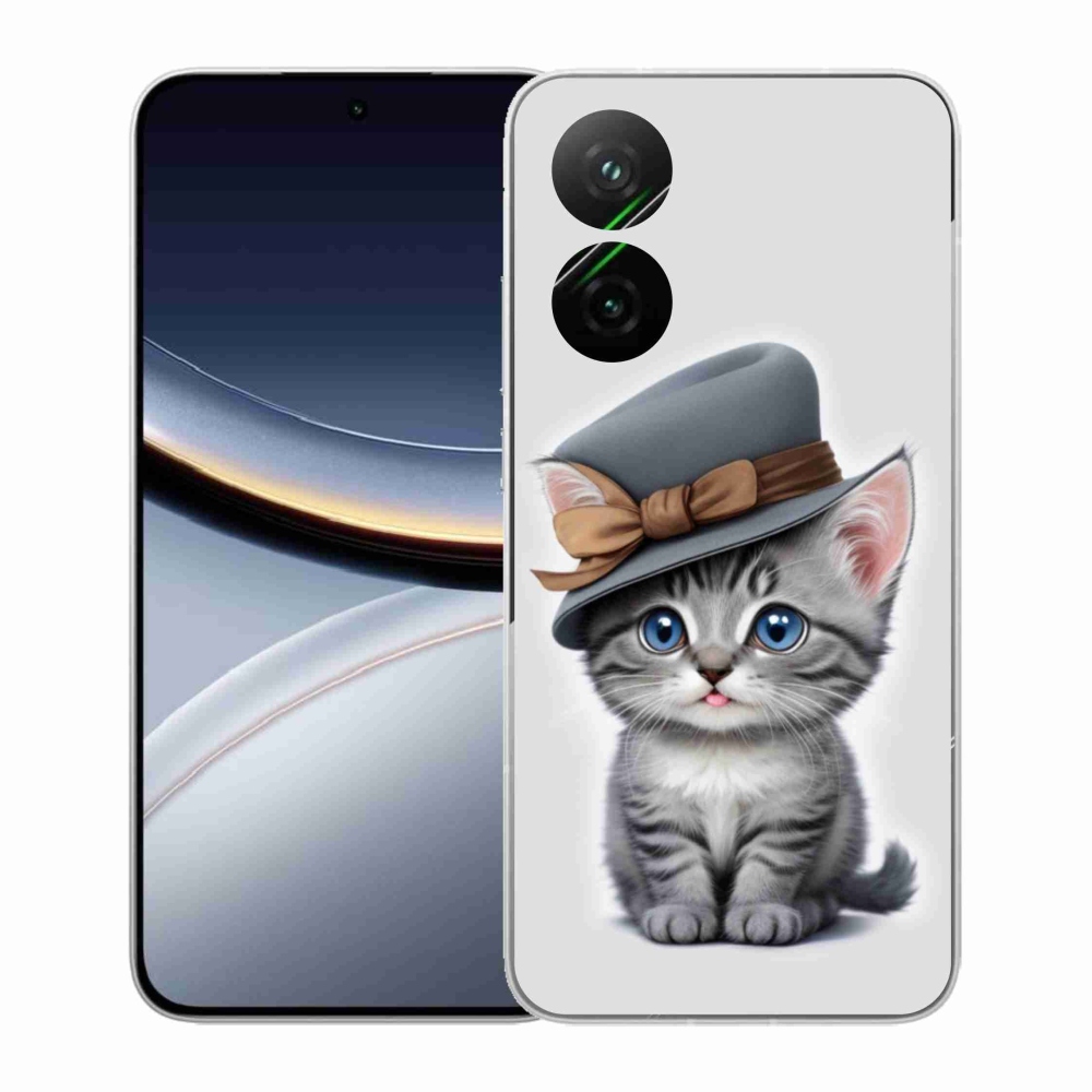 Gelový kryt mmCase na Xiaomi Poco F7 5G - kotě s kloboukem
