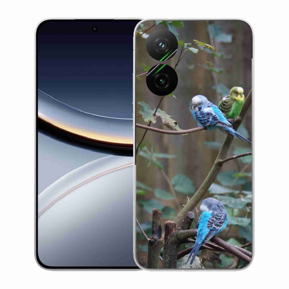 Gelový kryt mmCase na Xiaomi Poco F7 5G - papoušci na větvi