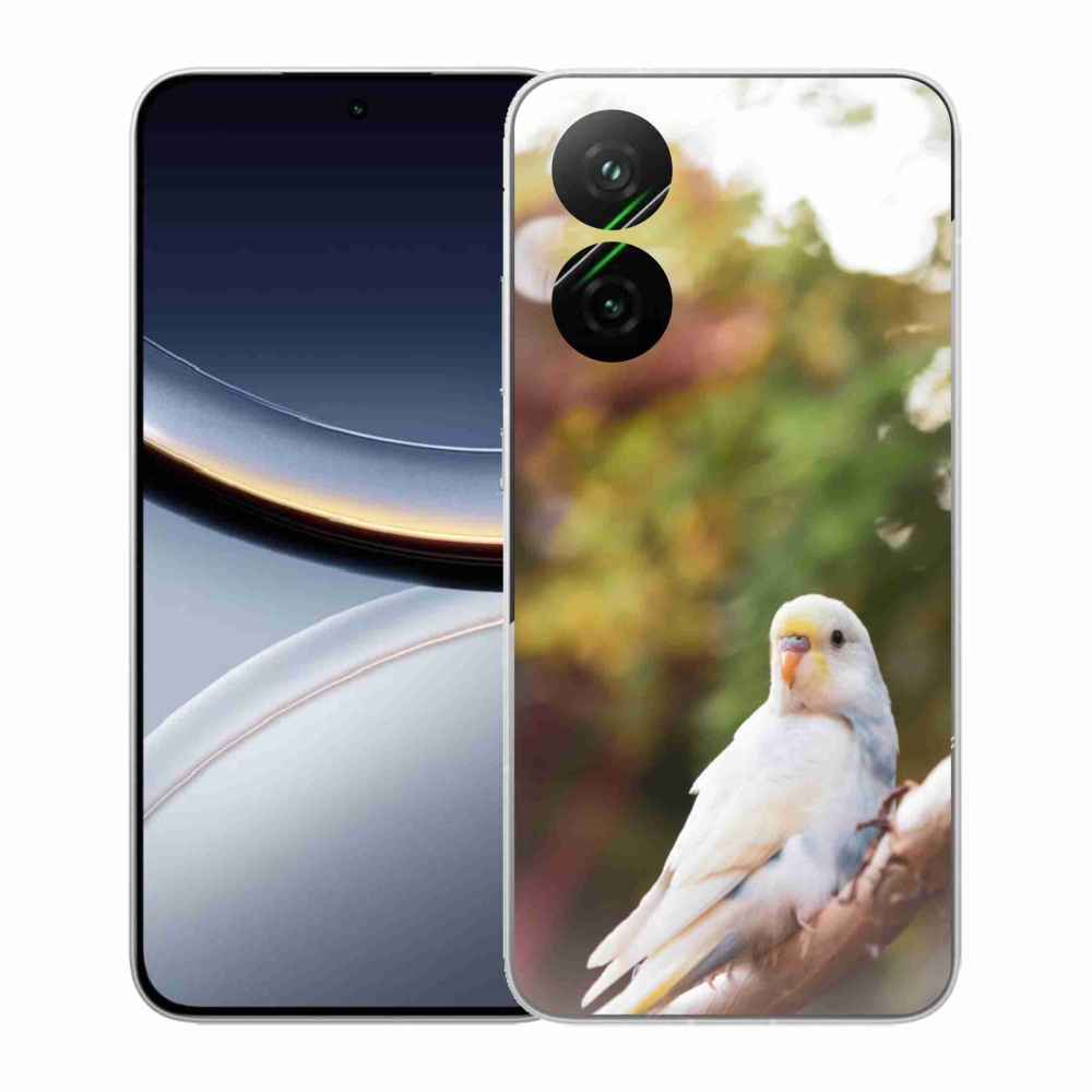Gelový kryt mmCase na Xiaomi Poco F7 5G - papoušek andulka bílá