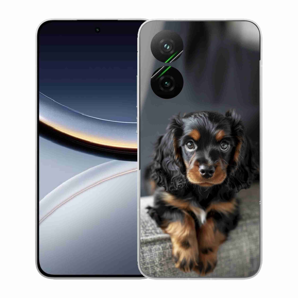 Gelový kryt mmCase na Xiaomi Poco F7 5G - roztomilý dlouhosrstý jezevčík