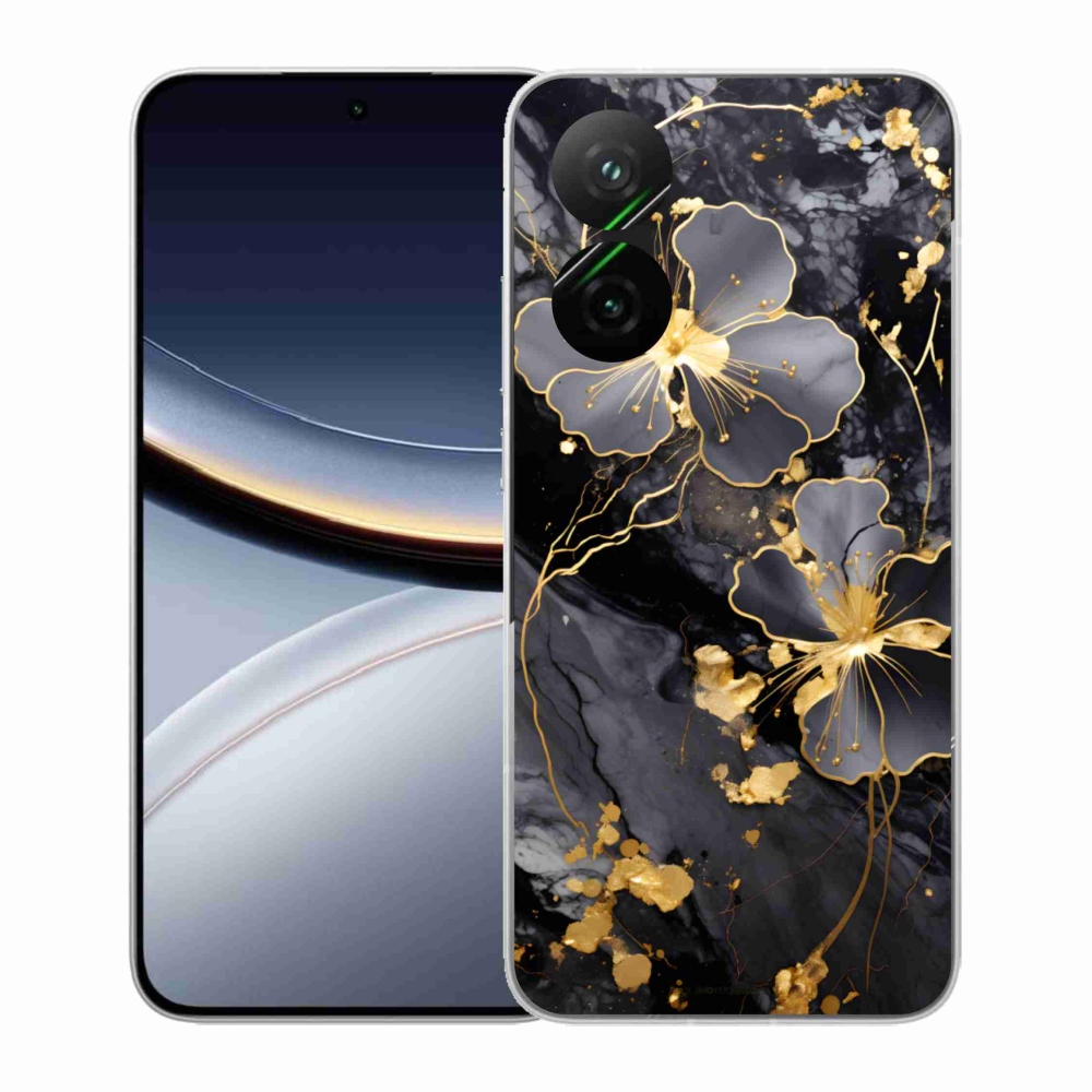 Gelový kryt mmCase na Xiaomi Poco F7 5G - zlaté květy