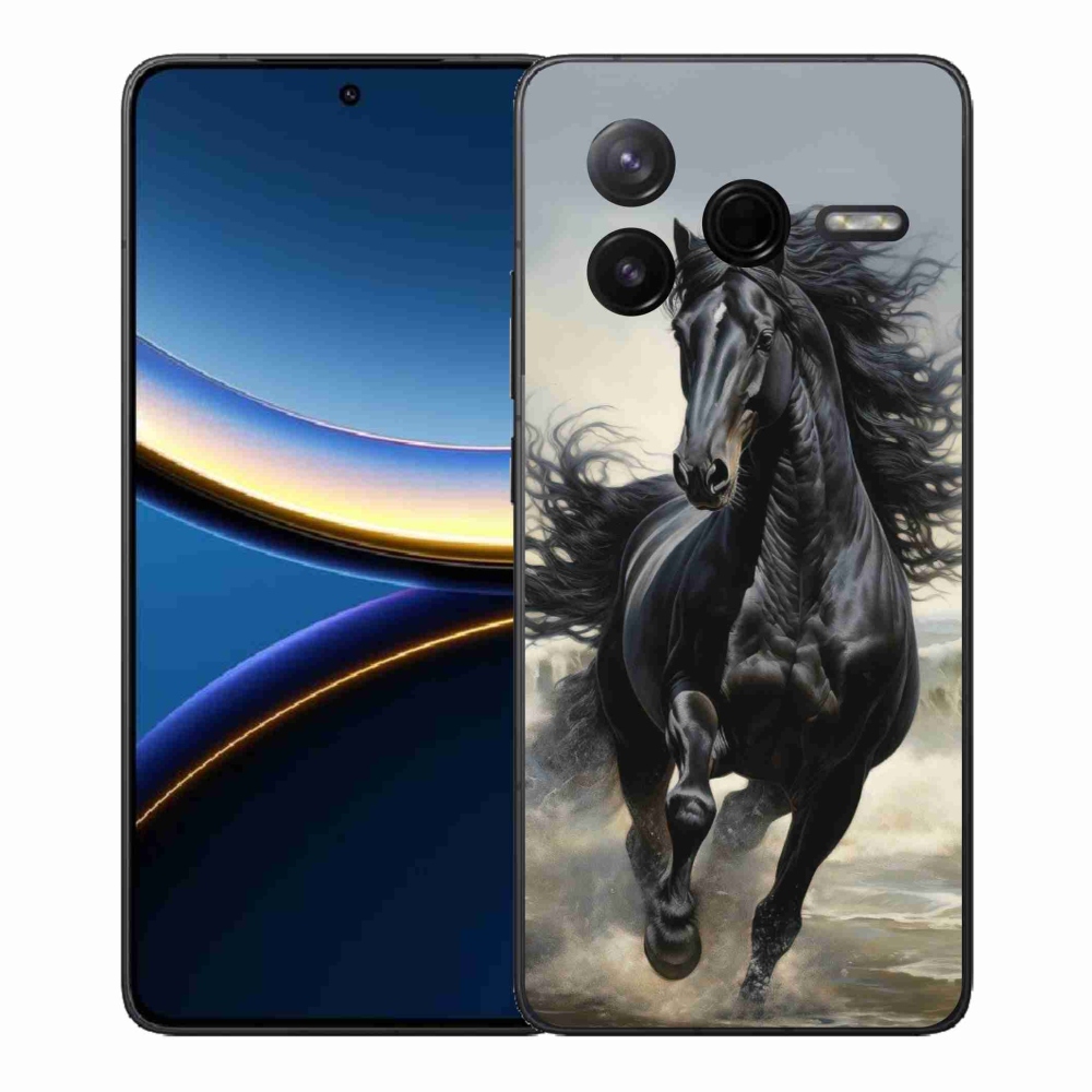 Gelový kryt mmCase na Xiaomi Poco F7 Pro - běžící černý kůň