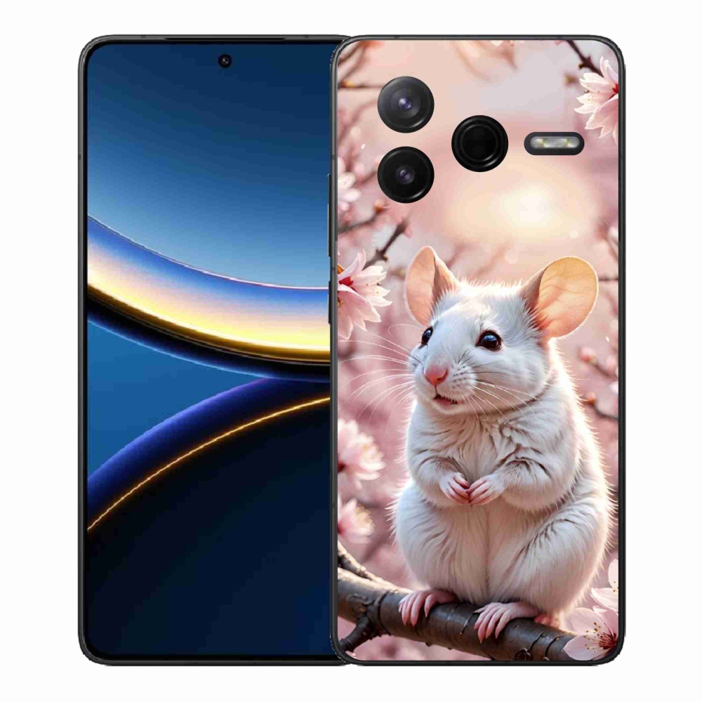 Gelový kryt mmCase na Xiaomi Poco F7 Pro - bílá myš na větvi