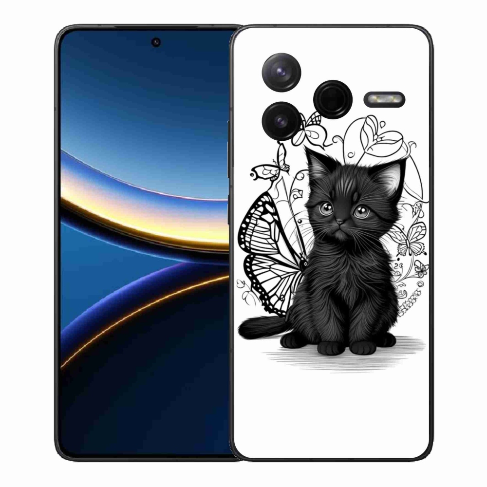 Gelový kryt mmCase na Xiaomi Poco F7 Pro - černé kotě