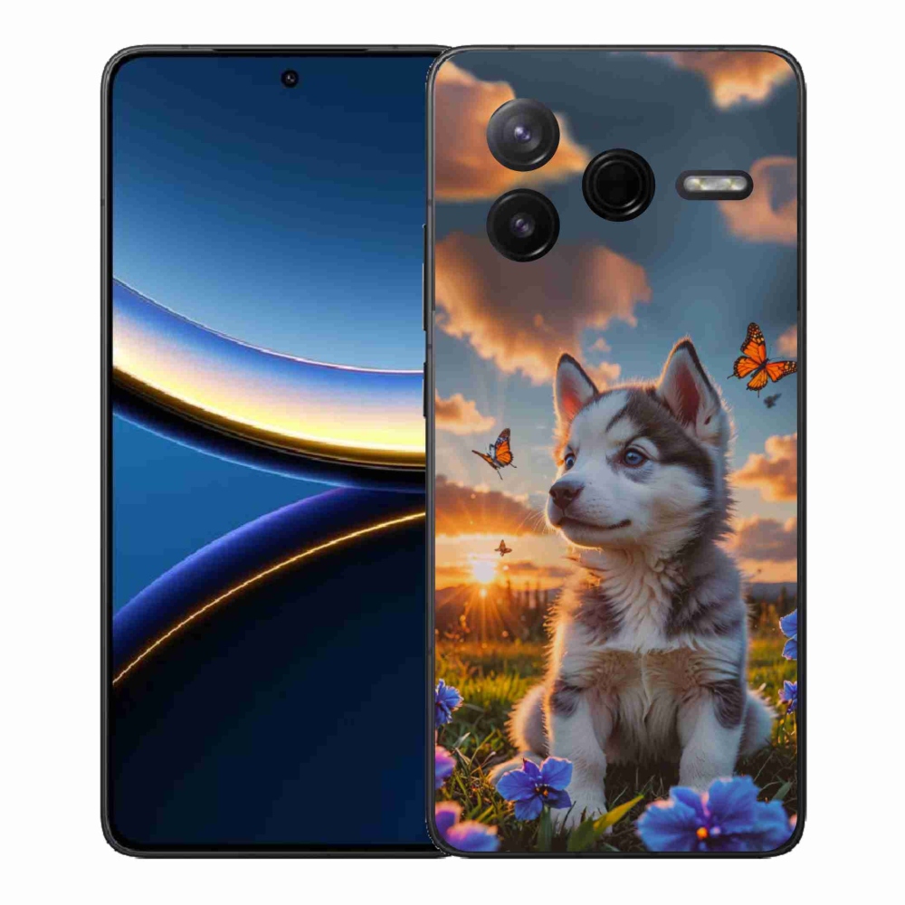 Gelový kryt mmCase na Xiaomi Poco F7 Pro - husky při západu slunce