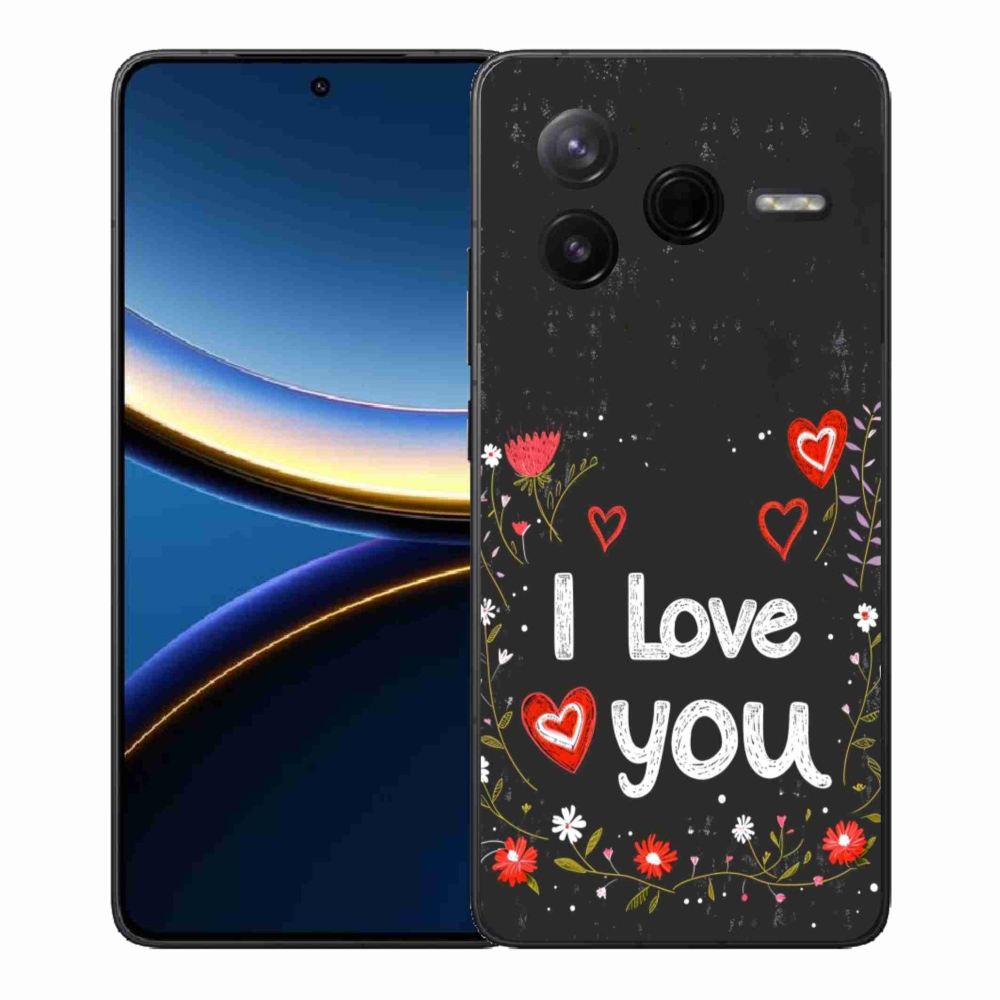 Gelový kryt mmCase na Xiaomi Poco F7 Pro - I love you černé pozadí