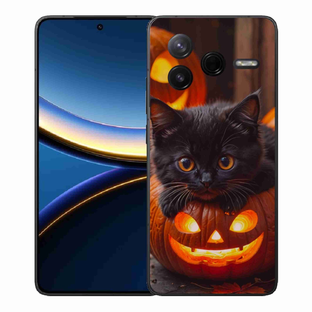 Gelový kryt mmCase na Xiaomi Poco F7 Pro - kotě a dýně