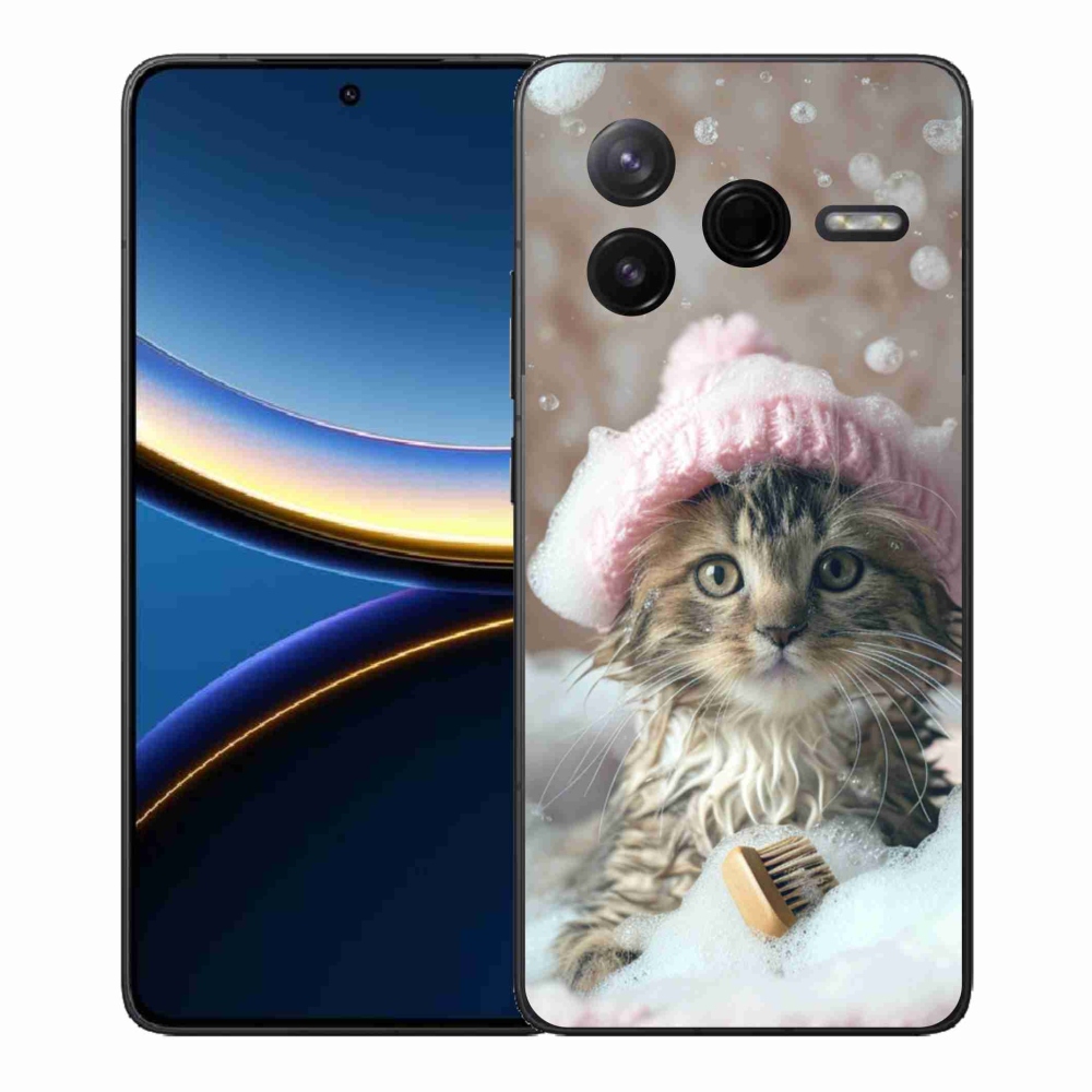 Gelový kryt mmCase na Xiaomi Poco F7 Pro - kotě a koupel