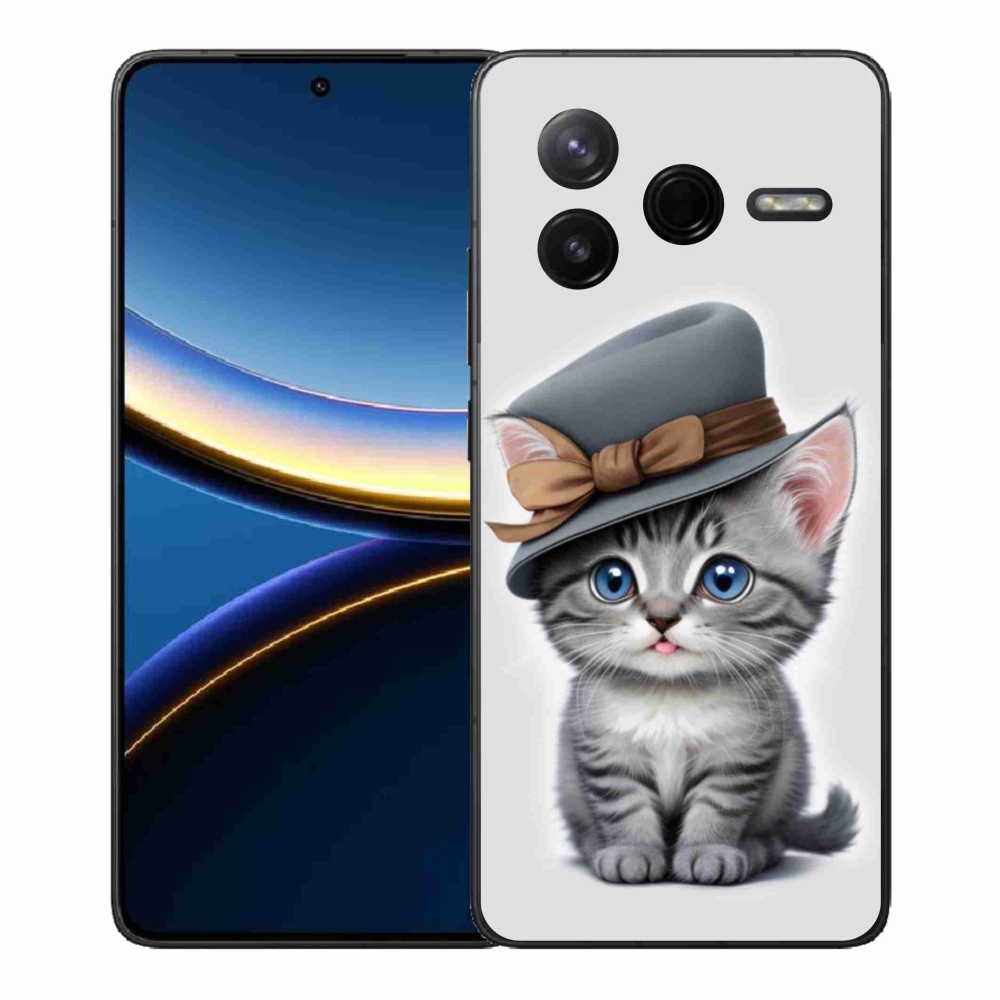 Gelový kryt mmCase na Xiaomi Poco F7 Pro - kotě s kloboukem