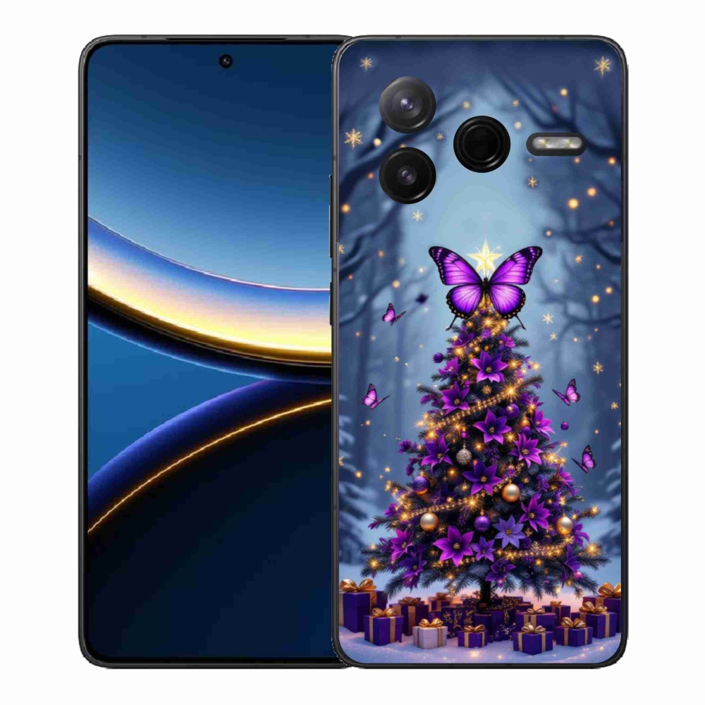 Gelový kryt mmCase na Xiaomi Poco F7 Pro - motýlí vánoční stromek