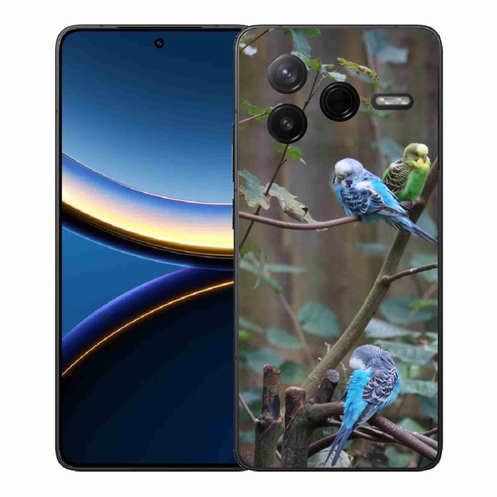 Gelový kryt mmCase na Xiaomi Poco F7 Pro - papoušci na větvi