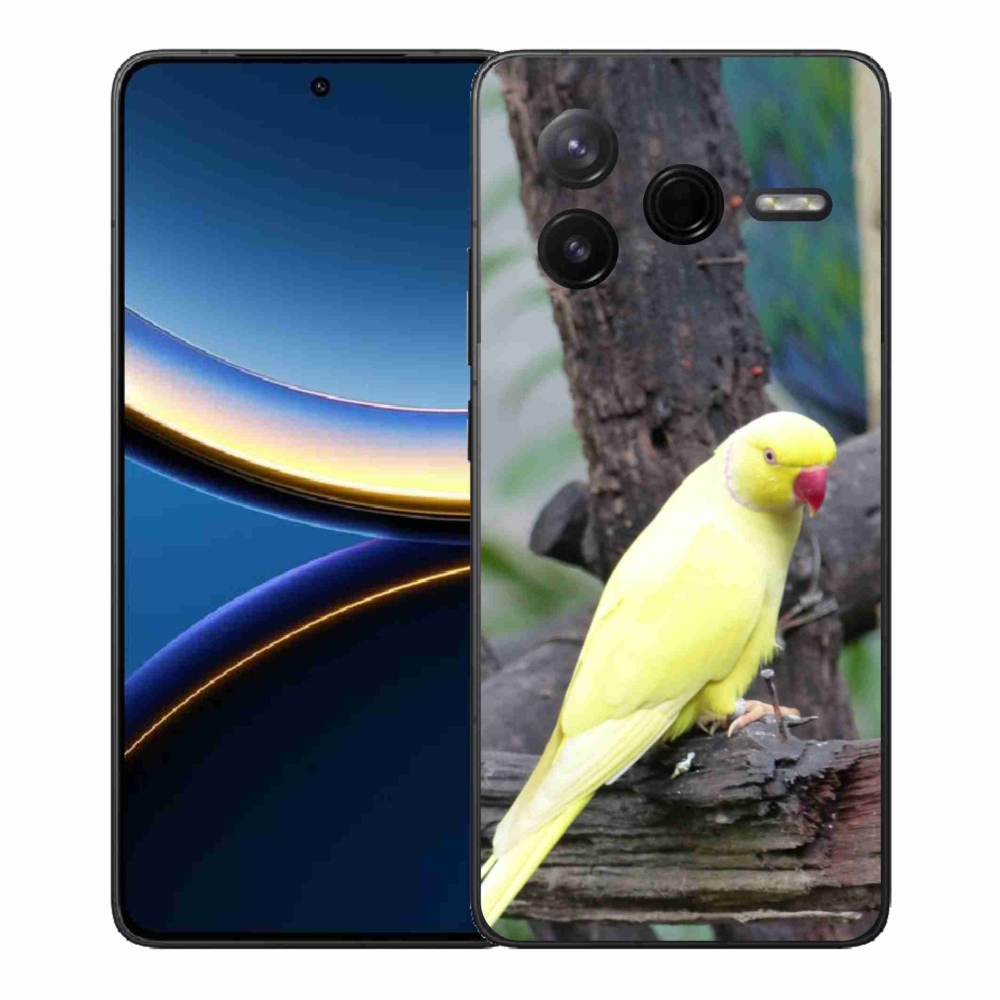 Gelový kryt mmCase na Xiaomi Poco F7 Pro - papoušek alexandr žlutý