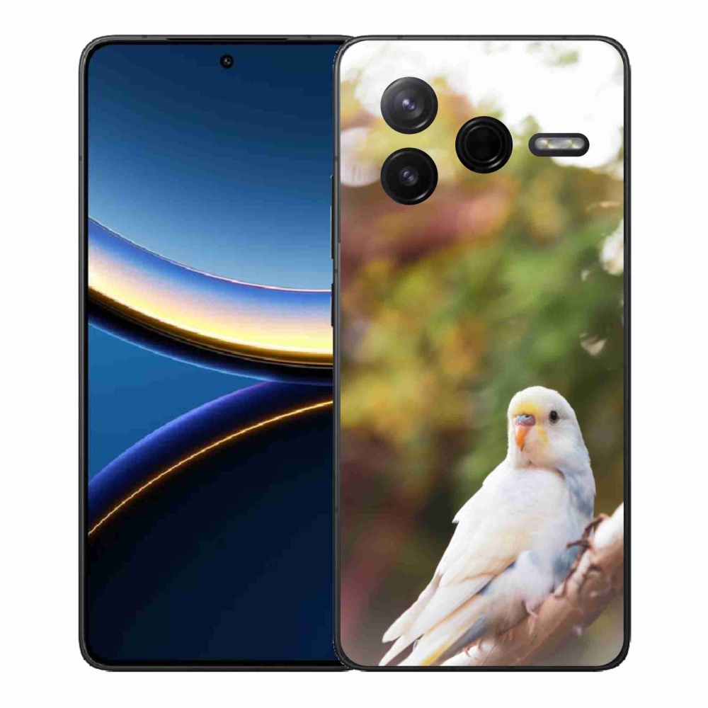 Gelový kryt mmCase na Xiaomi Poco F7 Pro - papoušek andulka bílá