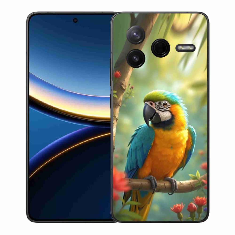 Gelový kryt mmCase na Xiaomi Poco F7 Pro - papoušek ara modrožlutá