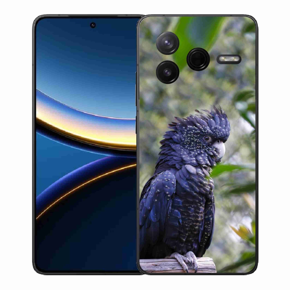 Gelový kryt mmCase na Xiaomi Poco F7 Pro - papoušek kakadu černý