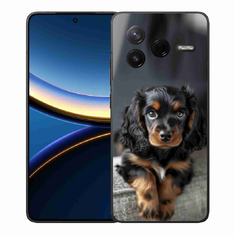Gelový kryt mmCase na Xiaomi Poco F7 Pro - roztomilý dlouhosrstý jezevčík