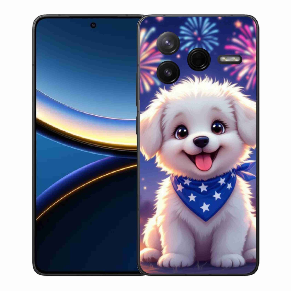 Gelový kryt mmCase na Xiaomi Poco F7 Pro - slavnostní štěně
