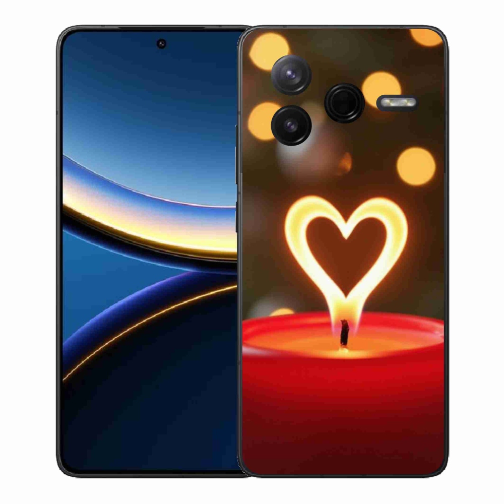 Gelový kryt mmCase na Xiaomi Poco F7 Pro - srdce z plamene