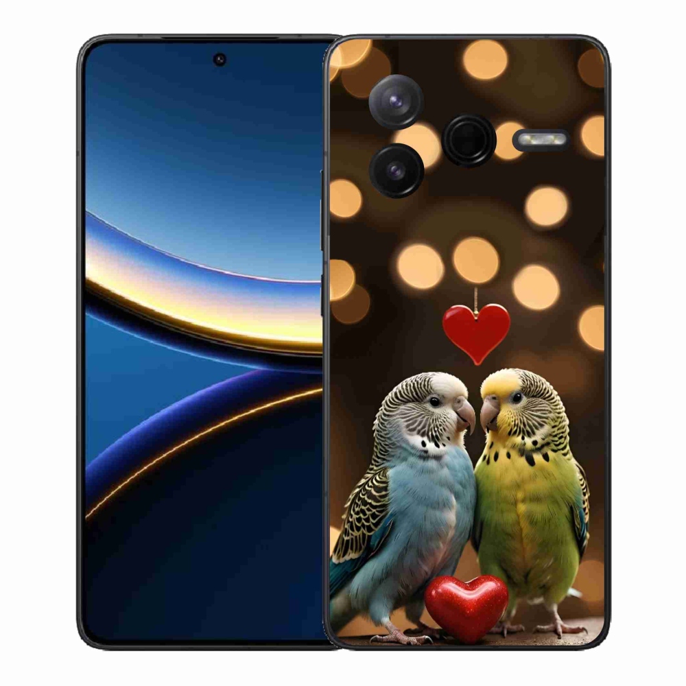 Gelový kryt mmCase na Xiaomi Poco F7 Pro - zamilovaní papoušci