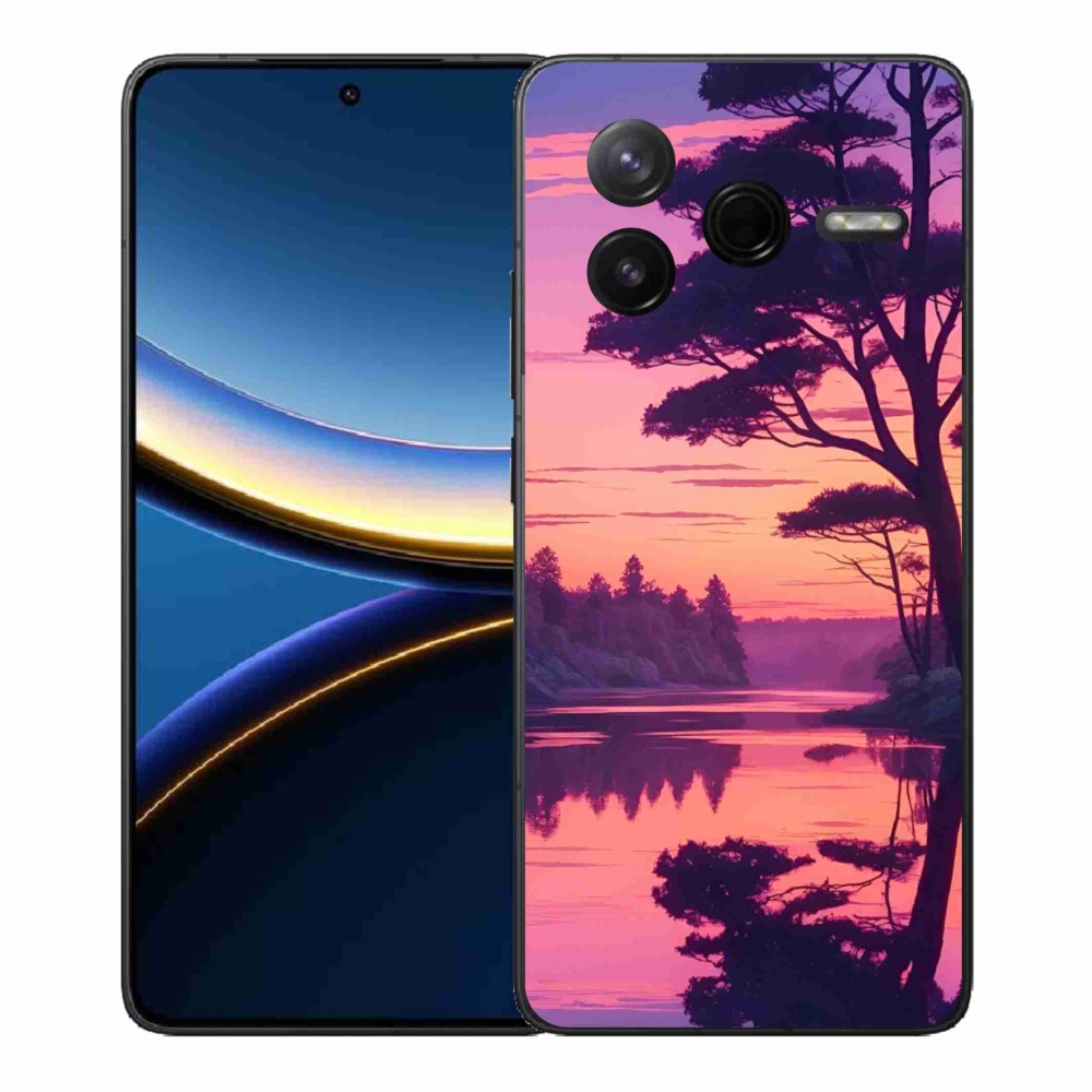Gelový kryt mmCase na Xiaomi Poco F7 Pro - západ slunce nad jezerem