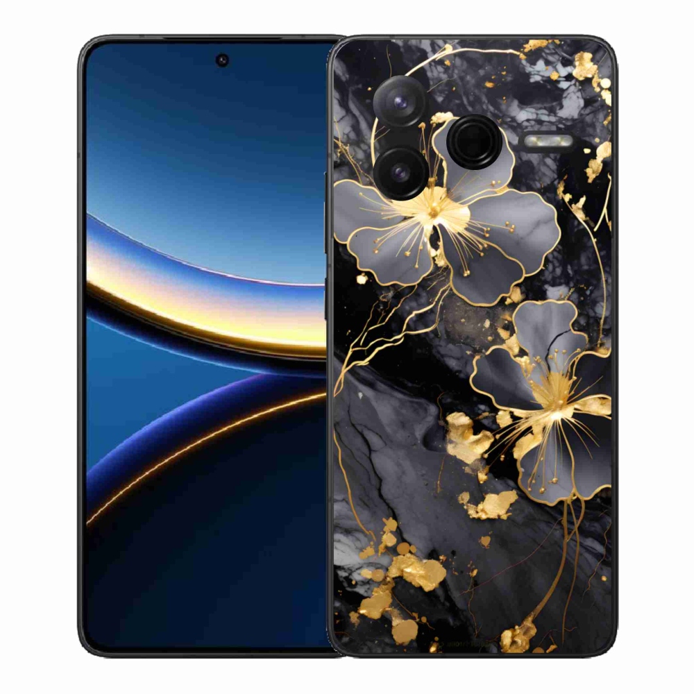 Gelový kryt mmCase na Xiaomi Poco F7 Pro - zlaté květy