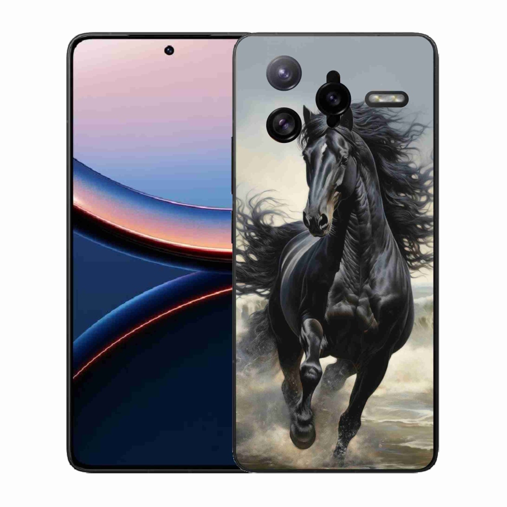 Gelový kryt mmCase na Xiaomi Poco F7 Ultra - běžící černý kůň