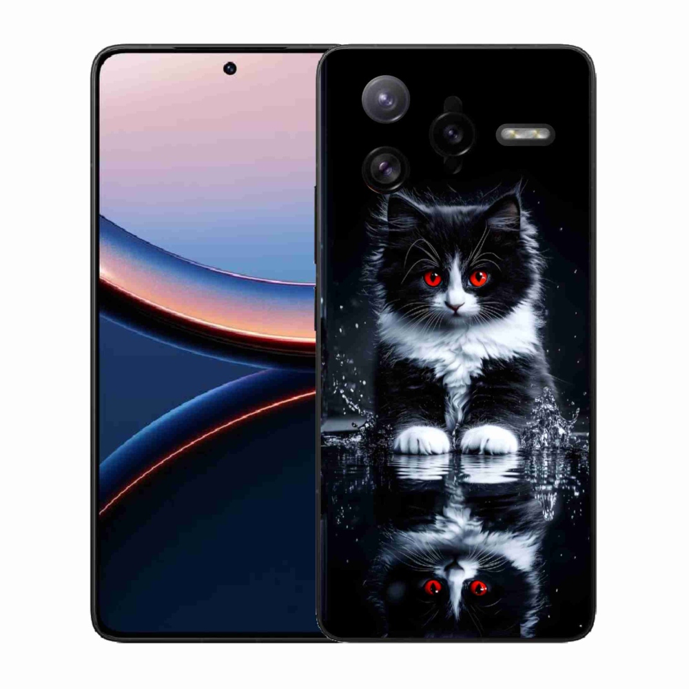 Gelový kryt mmCase na Xiaomi Poco F7 Ultra - černobílé kotě