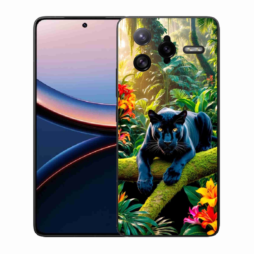 Gelový kryt mmCase na Xiaomi Poco F7 Ultra - černý panter v džungli