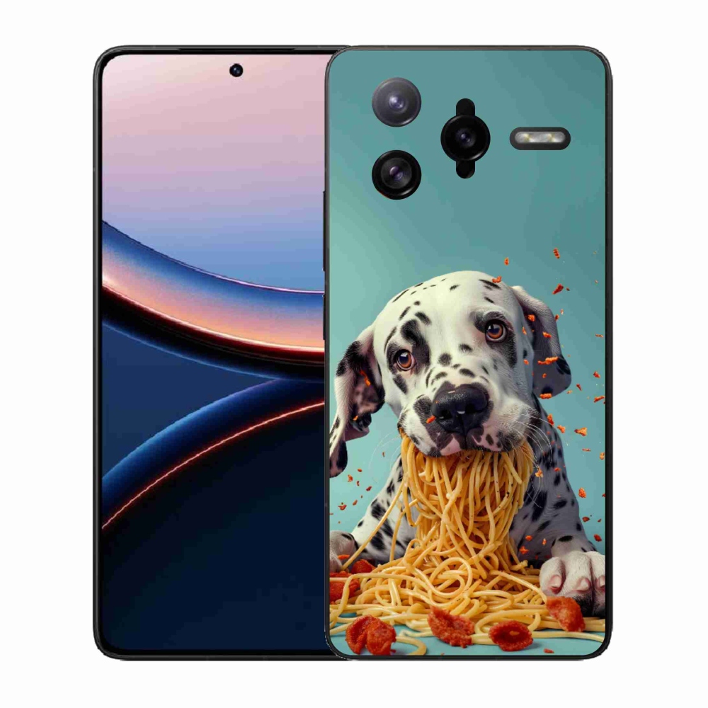 Gelový kryt mmCase na Xiaomi Poco F7 Ultra - dalmatin a špagety