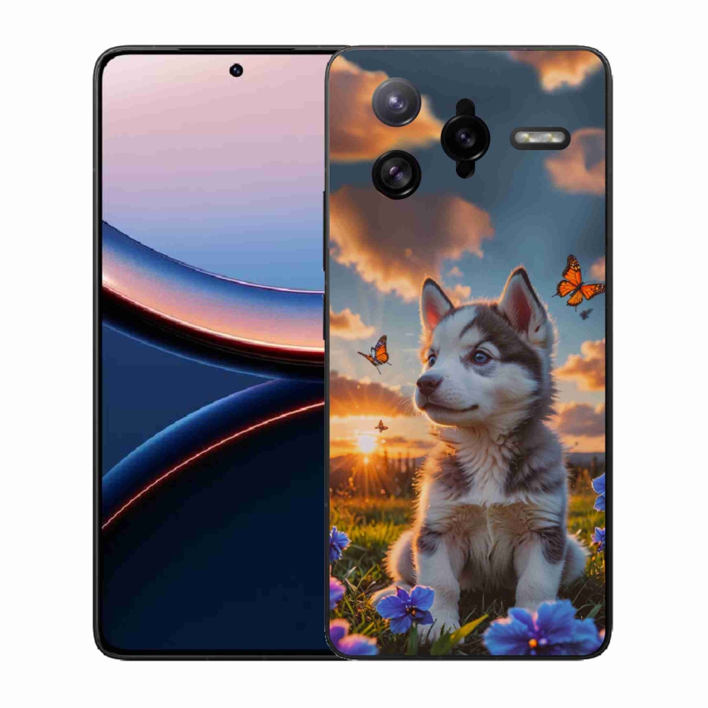 Gelový kryt mmCase na Xiaomi Poco F7 Ultra - husky při západu slunce