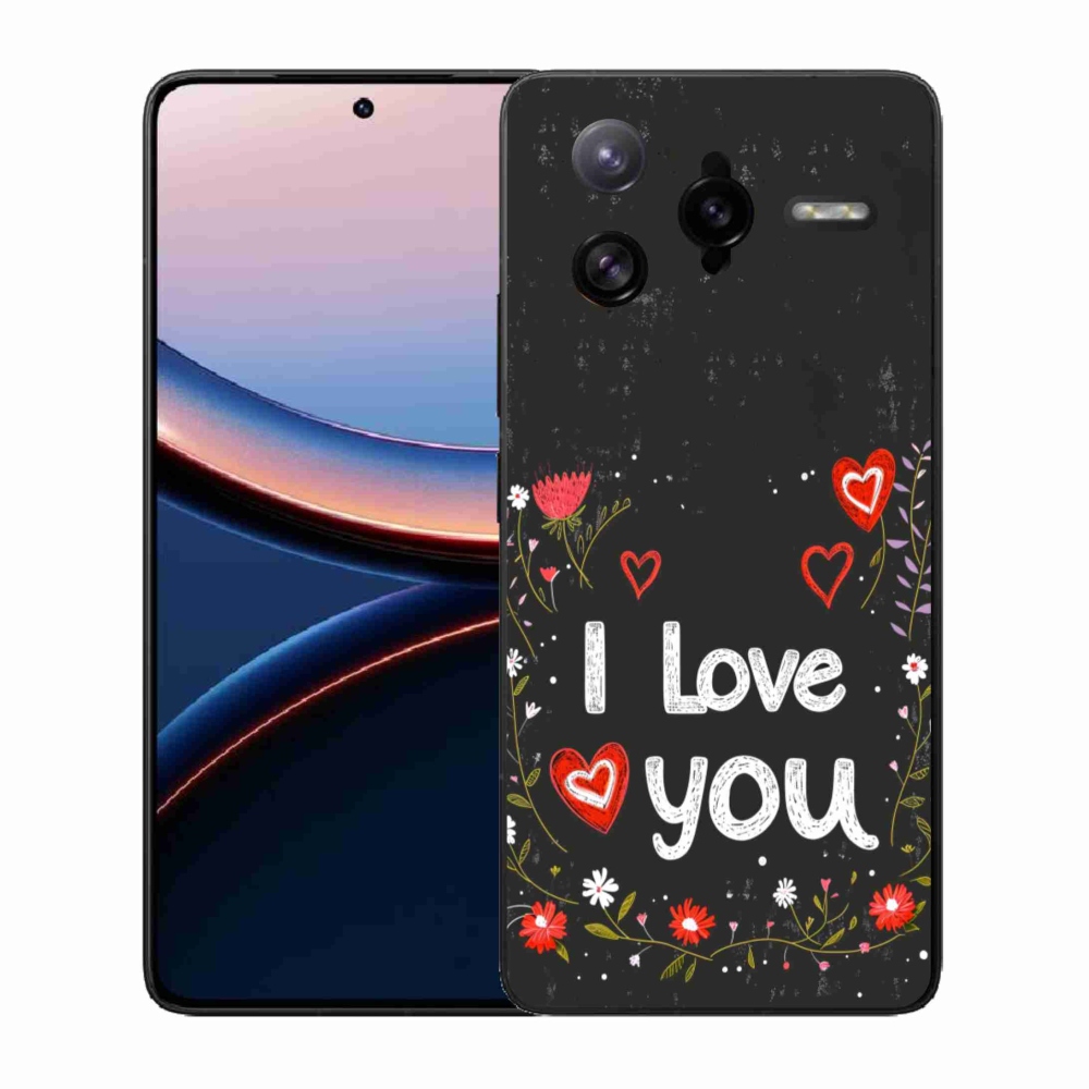 Gelový kryt mmCase na Xiaomi Poco F7 Ultra - I love you černé pozadí