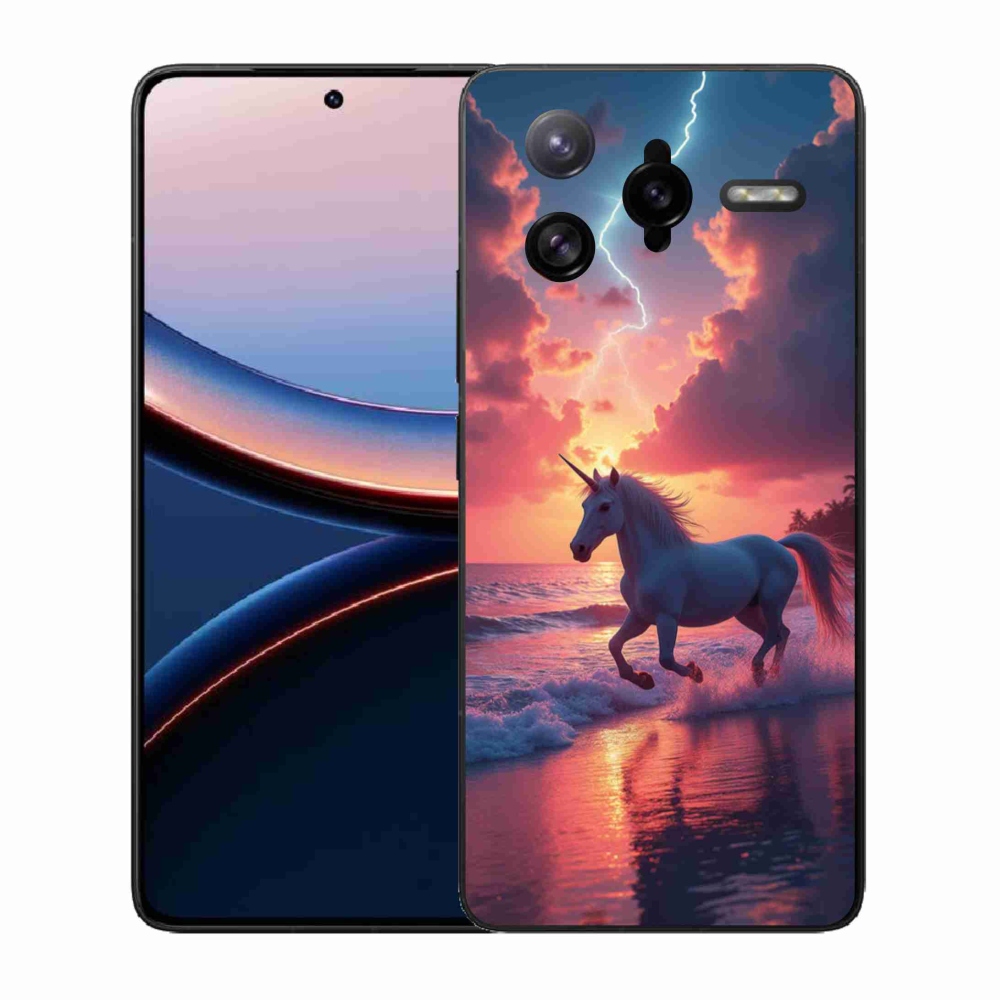 Gelový kryt mmCase na Xiaomi Poco F7 Ultra - jednorožec na pláži