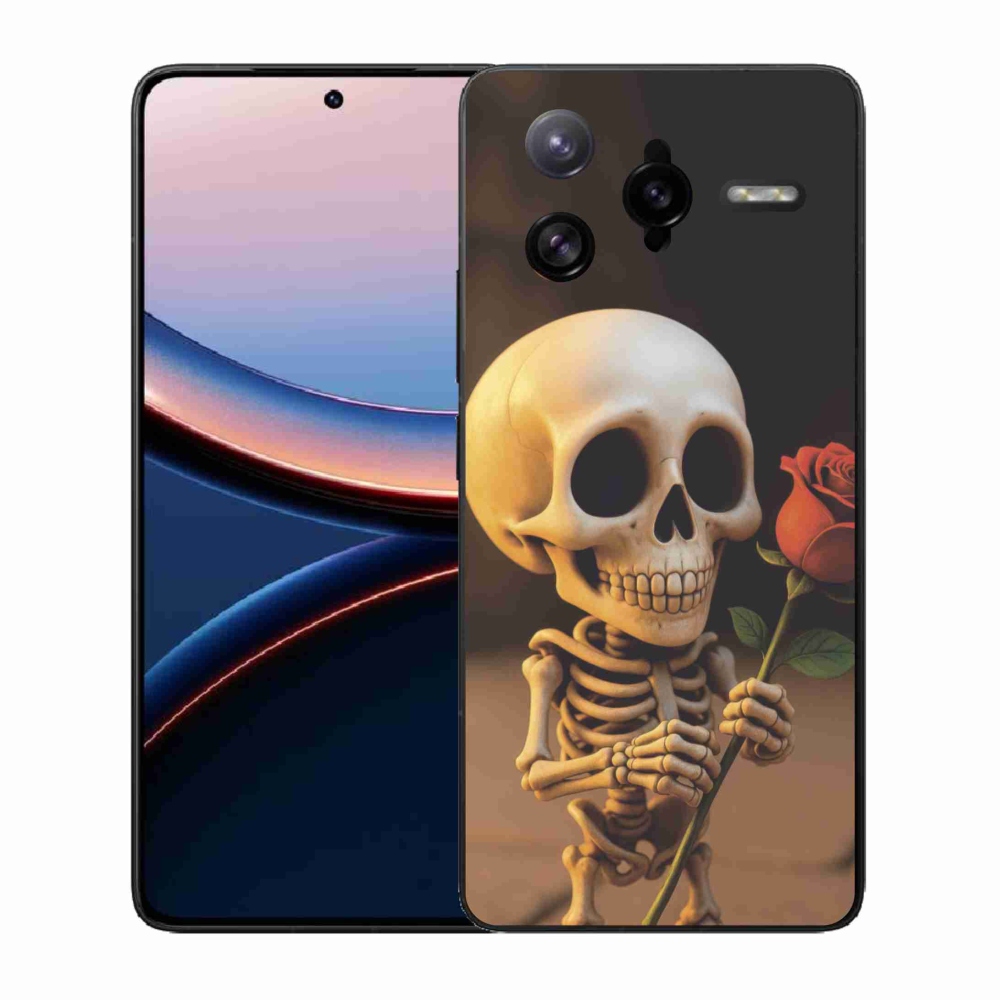 Gelový kryt mmCase na Xiaomi Poco F7 Ultra - kostlivec s růží