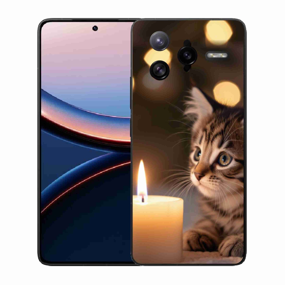 Gelový kryt mmCase na Xiaomi Poco F7 Ultra - kotě a svíčka