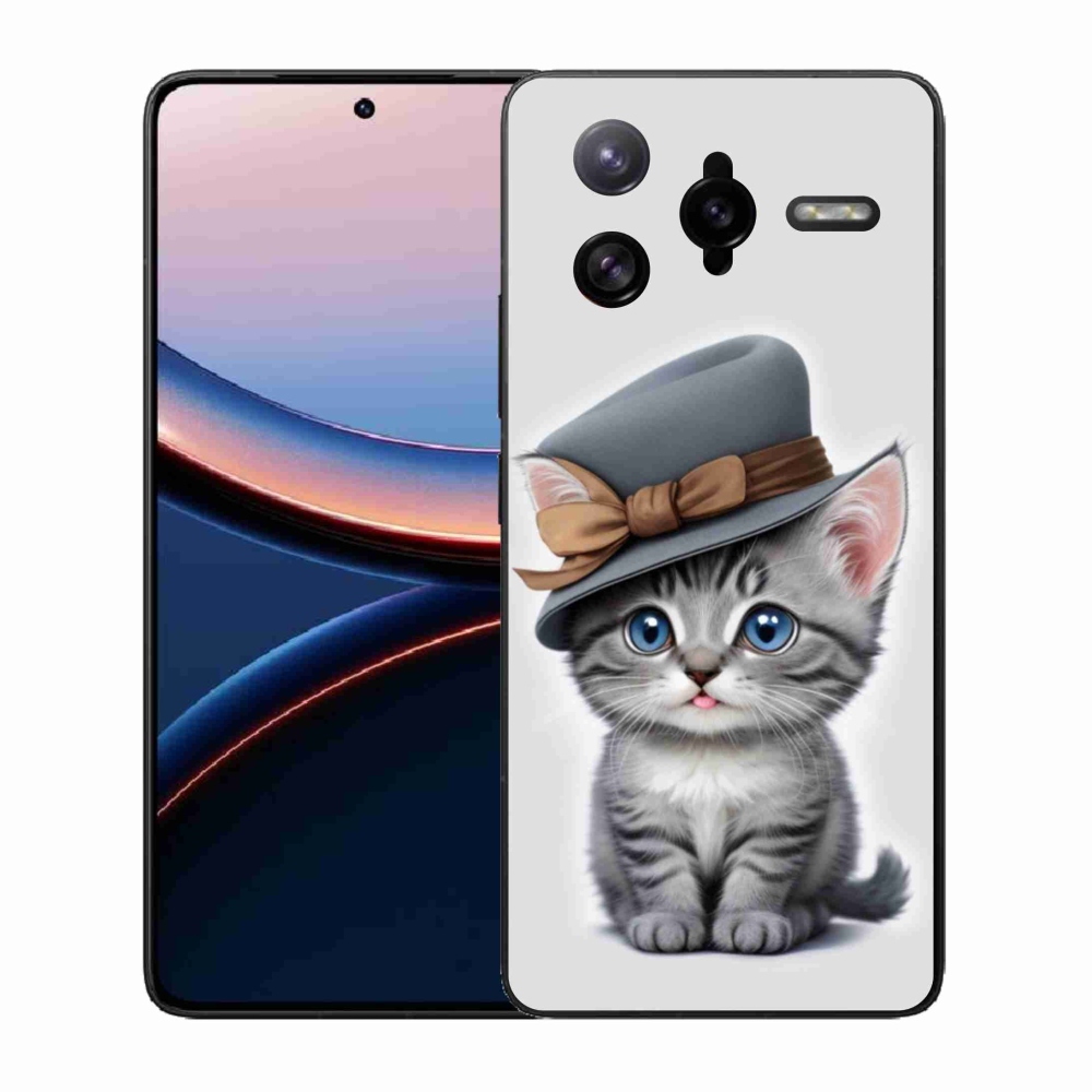 Gelový kryt mmCase na Xiaomi Poco F7 Ultra - kotě s kloboukem