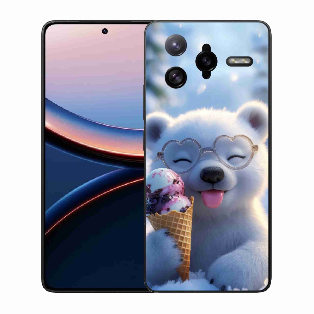 Gelový kryt mmCase na Xiaomi Poco F7 Ultra - medvídek se zmrzlinou