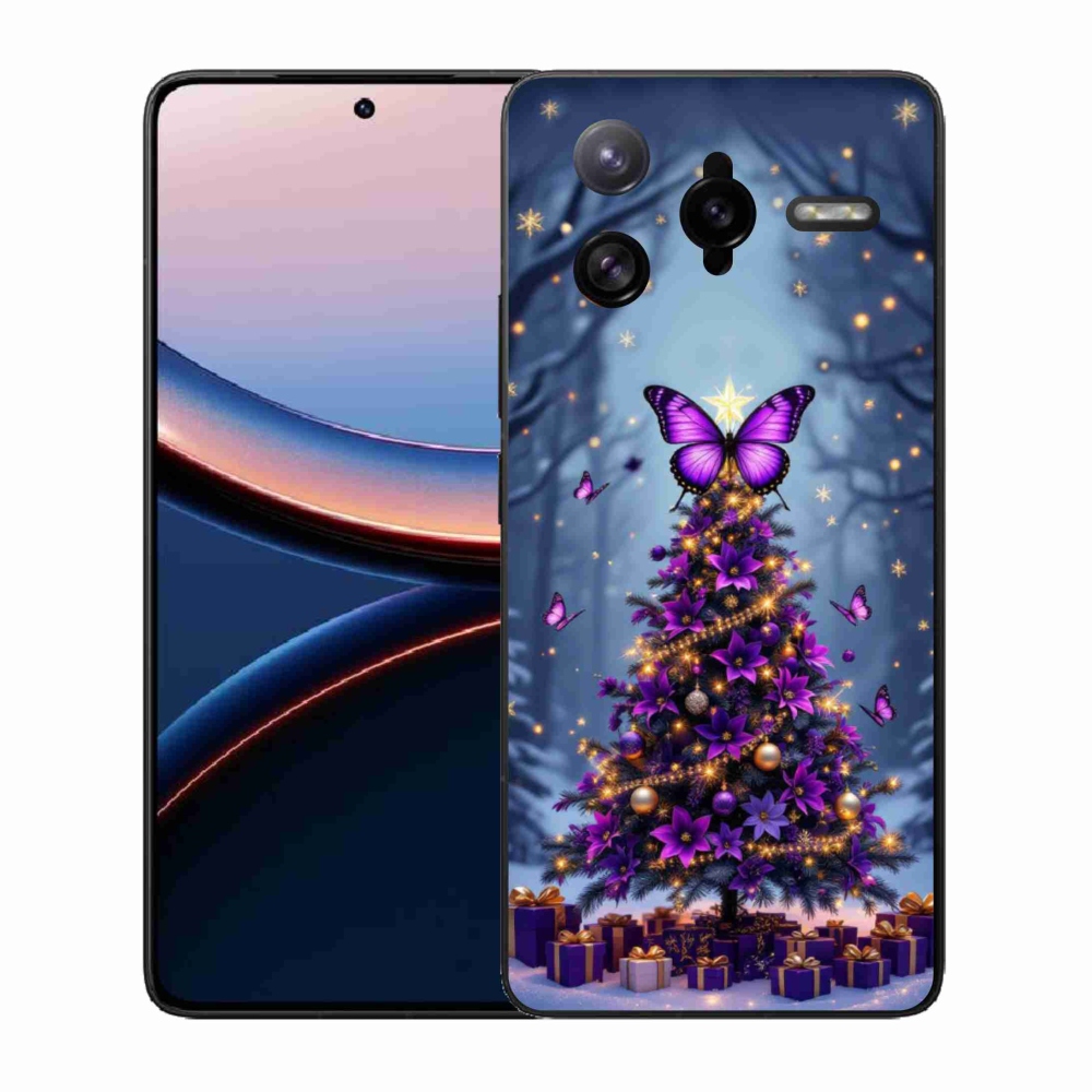 Gelový kryt mmCase na Xiaomi Poco F7 Ultra - motýlí vánoční stromek